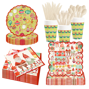 DAMAI Christmas Customized Party Tableware Set Disposable Christmas Santa <b>Ring</b> Bow Knot Star Gift Box Pattern Paper Plates - Product Image 4