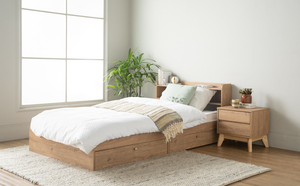 Eco-Friendly <b>Oak</b> Colour HIRADO Single Bed <b>Frame</b> with Built-in Storage Drawers for Small Bedroom Space-Saving Furniture Solutions - Product Image 5