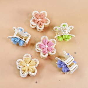 Qianjin Groothandel Nieuwe Plastic Bloem Haarklauw Clip Voor Vrouwen Schattige 3d Bloemen Haaraccessoires In Pastelkleuren - Product Image 2