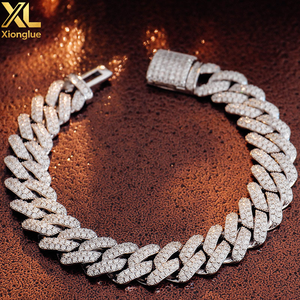 Wholesale Price S925 Silver Rhodium Plated Luxury Iced Out D VVS Moissanite Cuban Chain Bracelet 6mm-15mm Women <b>Men</b> - Product Image 5