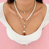 Collier superposé exagéré pour vacances d'été à l'océan, tendance mode, étoile de mer, coquillage, perle, cadeaux pour femmes
