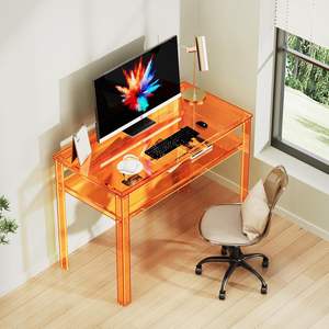 Bureau en acrylique transparent avec rangement ouvert, bureau d'ordinateur pour le bureau à domicile, <span class=keywords><strong>table</strong></span> d'étude - Product Image 2