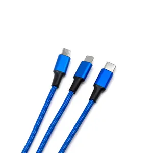 Ukalun Hot Đa-Chức Năng 5V 2.4A LED Màu Đỏ Màu Xanh Vàng Màu Xanh Lá Cây <span class=keywords><strong>USB</strong></span>-C <span class=keywords><strong>Micro</strong></span> Cable Sạc 3 Trong 1 Cho iPhone - Product Image 1