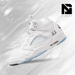 Air Jordan 5 Retro 'White Metallic' 2026, Zapatillas de Baloncesto Blancas de Caña Alta, con Cordones, Forro de Malla de Cuero Genuino, Transpirables - Product Image 1
