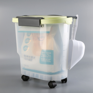 Kind PT15402 Pet Food <b>Storage</b> Container 3L 30L with Wheels Attachable Feeder <b>Bin</b> <b>Plastic</b> Modern Design Portable - Product Image 2