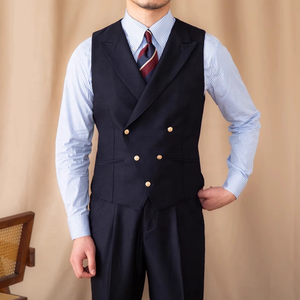 <span class=keywords><strong>Chaleco</strong></span> <span class=keywords><strong>de</strong></span> <span class=keywords><strong>Traje</strong></span> para Banquete, <span class=keywords><strong>Azul</strong></span> Marino, Sin Mangas, Cruzado, para Hombre, Gran Venta - Product Image 1
