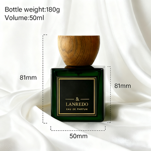 Flacon de parfum personnalisé de 30 ml, 50 ml, 100 ml, flacon de parfum en verre carré, flacon de parfum vide de luxe avec pompe et couvercle en bois - Product Image 6