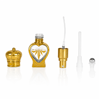 Flacon de parfum en verre en forme de cœur de 5 ml avec motif feuille d'or, bouchon à vis, emballé en carton, applicateur à bille pour vaporisation, mini flacon rechargeable