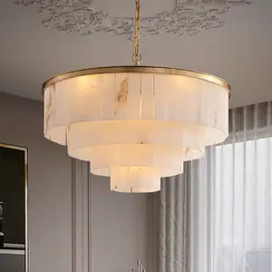 Alabaster Factory Price Rock Alabaster Chandelier Modern Luxury Led Pendant Hanging Light For Dining Room