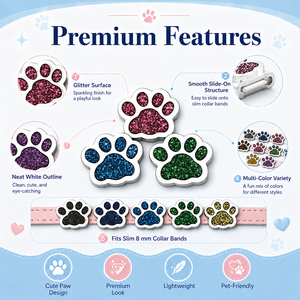 Venta al por mayor de dijes deslizantes brillantes de 8mm con diseño de huellas de perro con purpurina para pulseras, collares de mascotas y fabricación de joyas DIY - Product Image 4