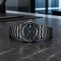 Herren Luxus Automatik-Analoguhr mit Gangreserve Schwarzes Zifferblatt Saphirglas 50 Bar Wasserdicht Edelstahlarmband