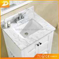Petit meuble-lavabo autoportant en contreplaqué laqué pour salle de bain avec vasque en céramique et miroir inclus, résistant à l'eau et écologique