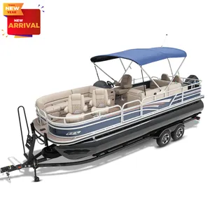 Heavy-Duty All -Welded Luxury Stainless Steel Pontoon Boat Fishing and Yacht with Bimini Top
