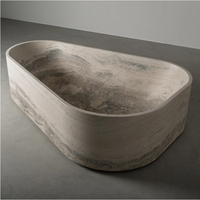 Baignoire monolithique rectangulaire en marbre naturel massif sculpté, à poser ou autoportante, pour hôtels, villas, intérieur et extérieur, vente en gros