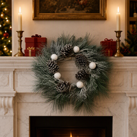 Guirlande de Noël en aiguilles de pin vertes artificielles en polyester de qualité supérieure, sur mesure, pour montage mural, vente en gros, pour mariages, maisons, centres commerciaux, intérieur