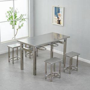 Hotel Restaurant Milk Tea Shop <strong>Canteen</strong> Stainless Steel Modern Foldable Eco-Friendly Commercial <strong>Table</strong> and Chair Combination - Product Image 1