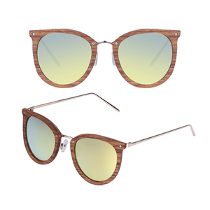 Gafas de Sol Retro Clásicas UV400 de Bambú Natural, Gafas de Sol Polarizadas de Diseño de Lujo para Hombre y Mujer, Gafas de Sol de Madera Marrón con Forma de Ojo de Gato - Product Image 1