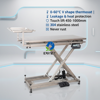 Table d'opération vétérinaire EUR VET TB-1 en acier inoxydable 304 avec plateau grillagé, écologique, hauteur réglable, poubelle à déchets et roulettes