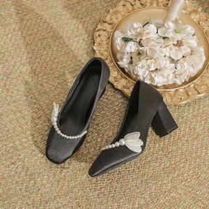 Escarpins à talons blocs de 7cm élégants en microfibre <span class=keywords><strong>ivoire</strong></span> pour femmes, chaussures de mariée - Product Image 5