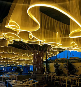 Tenda nuziale decorazione per soffitto a forma di drappeggio a rete a Led striscia luminosa per matrimonio matrimonio tenda da soffitto <span class=keywords><strong>sala</strong></span> per decorazione del soffitto evento arredamento - Product Image 3