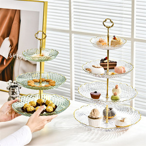 Elegant 2 3 4 Tier Option Acrylic Dessert Cake Stand with Gold Handle for Weddings Parties Afternoon Tea Decoration - Product Image 1