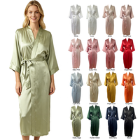 Peignoir de luxe en soie respirante pour femme, long, en satin, à manches trois-quarts, élégant, pour spa, mariage, mariée, grande taille