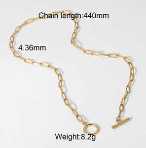 Collana Choker Sportiva Casual con Catena a Maglie Rettangolari per Donne, Placcata in <span class=keywords><strong>Oro</strong></span>, Acciaio Inossidabile con Chiusura OT - Product Image 6