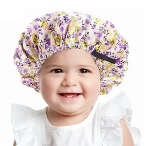새로운 인쇄 아기 더블 레이어 버클 모자 아이 디자이너 Bonnets 새틴 샤워 Bonnets