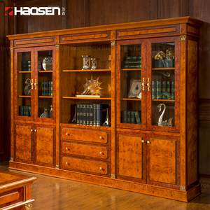 Haosen 0803A meubles de bureau en bois de luxe patron bureau fond armoire documents <span class=keywords><strong>casier</strong></span> bibliothèque livre armoire étagères - Product Image 6