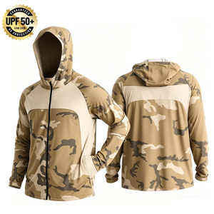 Camisa de pesca Sbart personalizada, ligera, de poliéster, sublimable, con protección UV, manga larga, con botones, SPF UPF 50, con cremallera y capucha. - Product Image 1