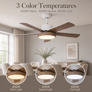 Ventilateur de plafond silencieux <span class=keywords><strong>ProBreeze</strong></span> 42 pouces à moteur DC, 5 pales en bois, lumière LED dimmable, télécommande, 6 vitesses, 30-34 dB, idéal pour salle à manger - Product Image 4