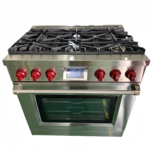 36 pouces. 5,5 Cu. Cuisinière à gaz avec four électrique, panneau Tili, 5 brûleurs italiens SABAF, relumière automatique en acier inoxydable - Product Image 3
