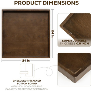 Vintage Walnut Solid Wood Square <b>Tray</b> Extra <b>Large</b> With Handle Breakfast Serving <b>Tray</b> For Hotel Living Room - Product Image 2