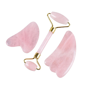 Set <span class=keywords><strong>di</strong></span> Rullo <span class=keywords><strong>per</strong></span> <span class=keywords><strong>il</strong></span> <span class=keywords><strong>Viso</strong></span> in Quarzo Rosa Naturale con Logo del Produttore, Massaggiatore Facciale Guasha, Strumento <span class=keywords><strong>per</strong></span> Massaggio Gua Sha - Product Image 2