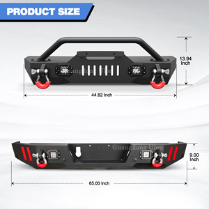 Front and Rear Bumper Compatible with <strong>Jeep</strong> Gladiator JT with D-ring, 144W LED Light Bar and <strong>Winch</strong> Plate for 2020-2024 - Product Image 6