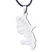 SC collier à cordes tressées en acier inoxydable pour femme, pendentif de la carte de la France, de la guinée, de la Martinique et de la Lareunion