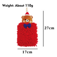 Serviette à main en chenille brodée avec un motif d'animaux mignons de Noël, super douce et à séchage rapide, 1200 GSM, pour la maison, la cuisine, la salle de bain