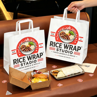 Sacs en papier écologiques personnalisés avec logo, sacs de transport en kraft blanc recyclables pour la restauration rapide, emballage de livraison pour restaurants