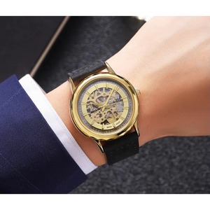 Reloj Mecánico Automático de Moda para Hombre, Doble Cara, Hueco, Dorado, Retro, Ligero, Resistente al Agua 3ATM - Product Image 5