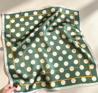 Syal Persegi Satin Sutra Imitasi 70*70Cm Syal Leher Wanita Motif Kunci Yunani Geometris Bandana Dekorasi Tas Tangan