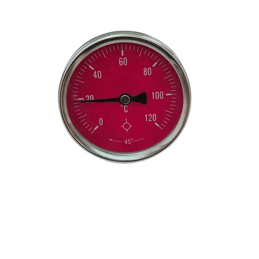 0-120cbACKバイメタル工業用温度計付きレッドダイヤル