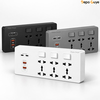 Multiprise murale multifonctionnelle à 15 prises avec ports USB-C 65W à charge rapide, panneau adaptateur IP54 pour cuisine