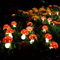 Guirlande lumineuse LED solaire en forme de champignon, étanche IP65, pour jardin extérieur, chemin, paysage, décoration de Noël et de fêtes
