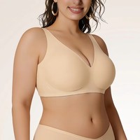 Soutien-gorge une pièce sans couture grande taille pour femme, push-up, effet push-up, décolleté en V profond, avec adhésif, soutien doux, sans armatures, pour un look sexy