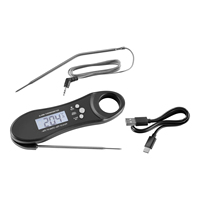Thermomètre numérique de cuisson pour barbecue, rechargeable, à lecture instantanée, avec deux sondes, de qualité alimentaire, pour viande, grillades, avec aimant et calibration