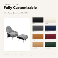 Fauteuil d'appoint avec ottoman, en tissu tissé noir, personnalisable OEM, pour suite d'hôtel et salon