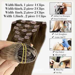 Venta al por mayor barato 100% ruso humano Remy encaje Clip-In extensiones de cabello sin costuras de lujo indio onda Clip-In pelo 100% cabello humano - Product Image 5