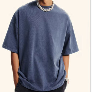 เสื้อยืดโอเวอร์ไซส์ทรงวินเทจสำหรับผู้ชาย ผ้าคอตตอนถักเนื้อหนัก 310 GSM 100%  แบบเรียบ  ขอบเสื้อผ่านกระบวนการ Acid Wash  รับผลิตแบบ ODM/OEM - Product Image 1