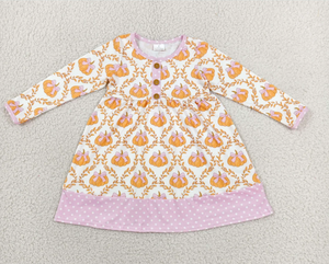 Vestido de otoño para niña, vestido dulce con estampado de calabaza naranja y manga larga - Product Image 3