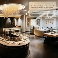 Vitrine de présentation de bijoux ronde personnalisée en verre avec éclairage LED pour magasin de détail